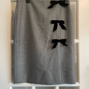 J. Crew bow seam pencil skirt in double serge wool graphite grey
